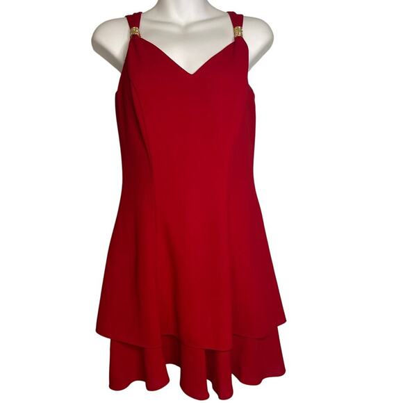 VTG Rampage Red Mini Tiered Ruffled Cocktail Party Dress Women's Size 3 - Picture 1 of 6